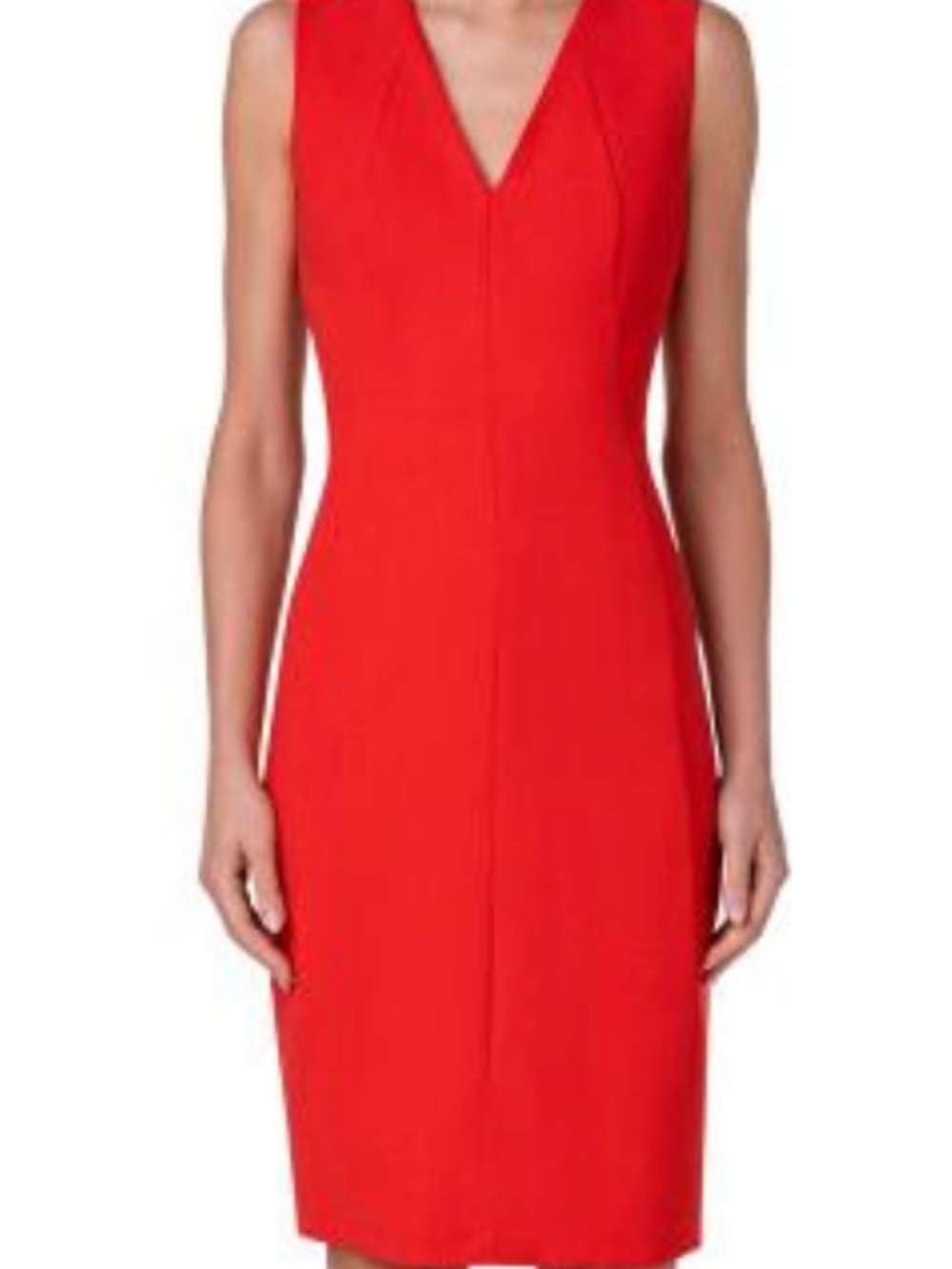 AKRIS V-Neck Wool Blend Dress 4 CADMIUM